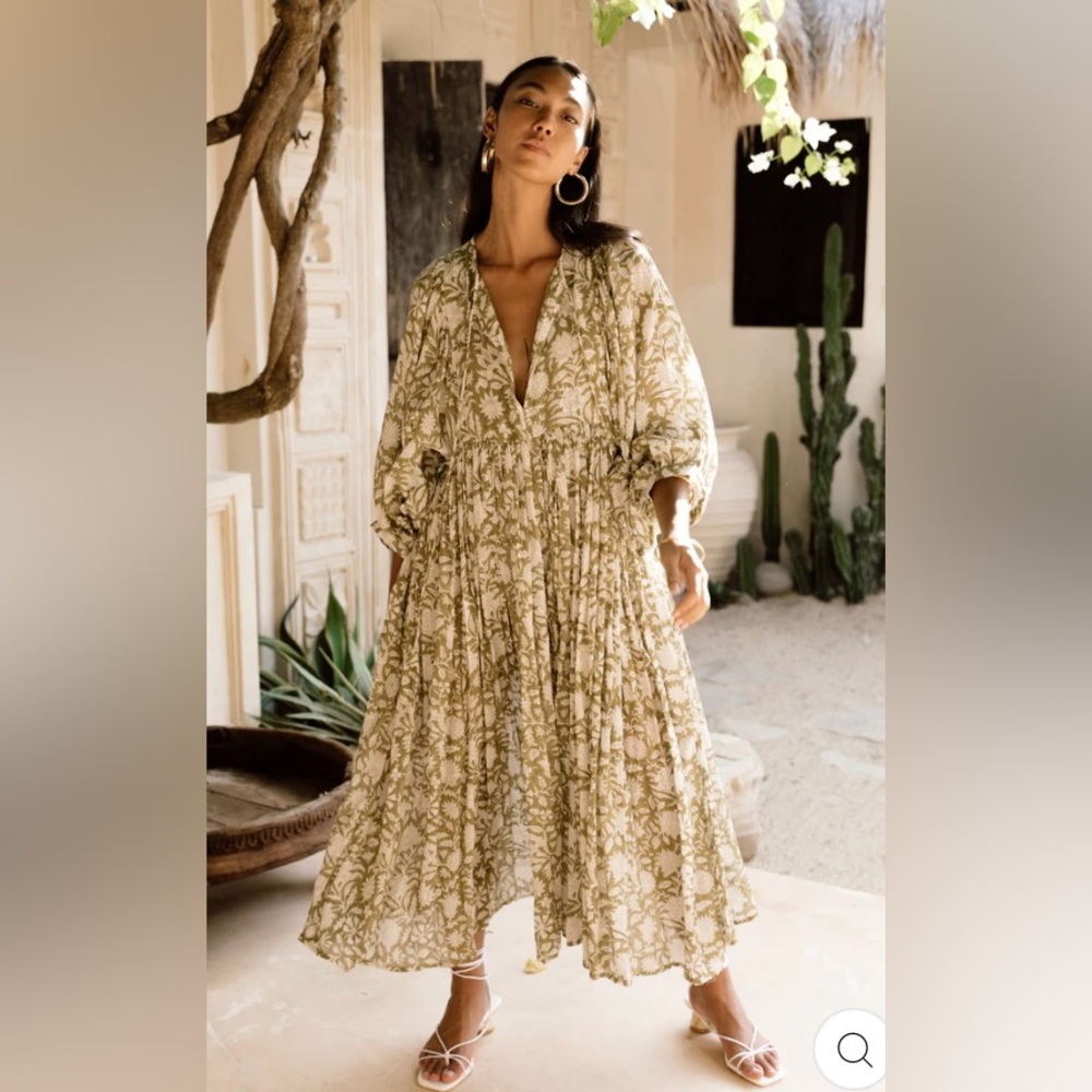 Daughters of India Kyra Midi Dress in Olive